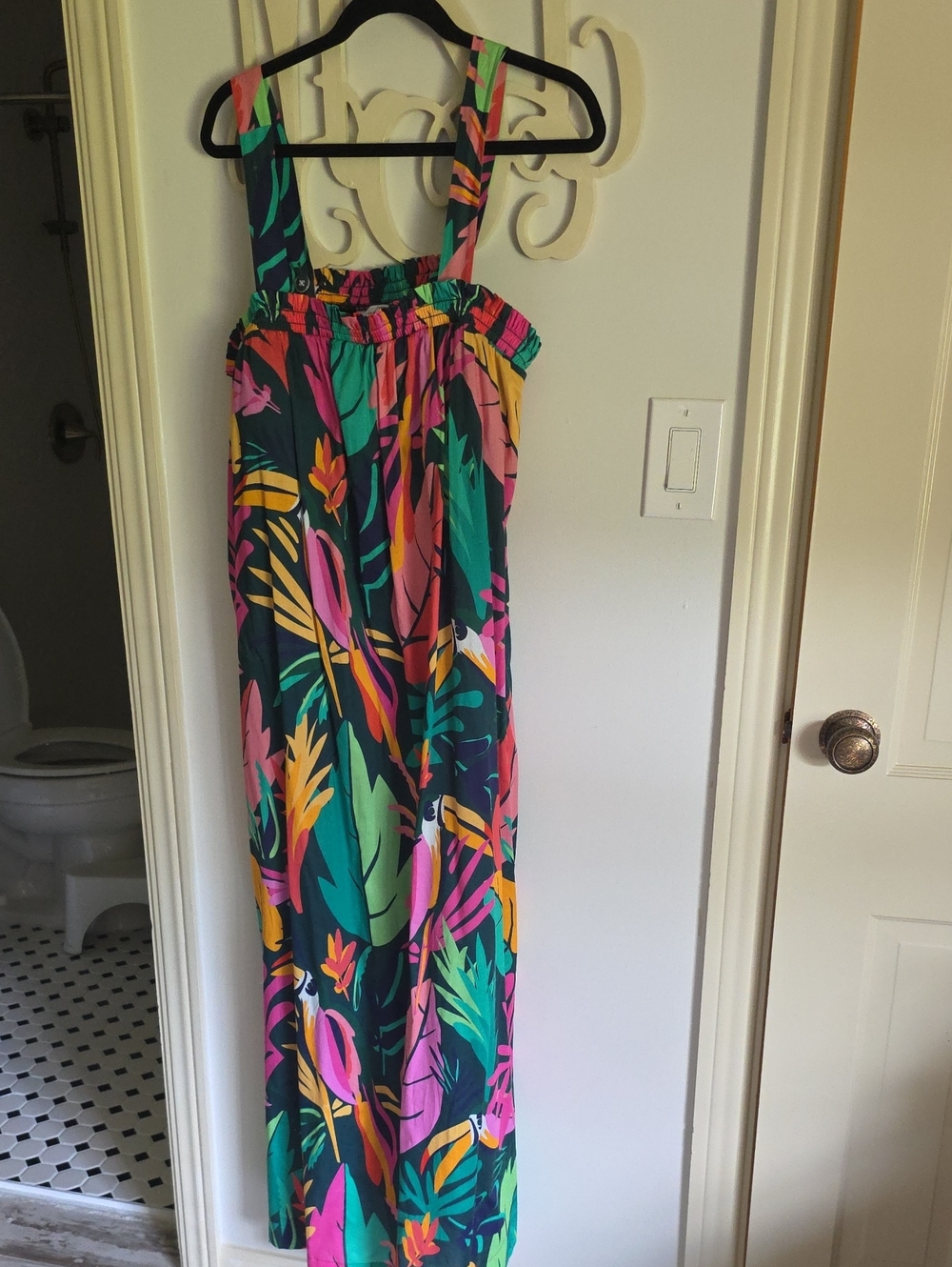 Soma Tropical Maxi Dress in Navy, Green, Pink & Yellow